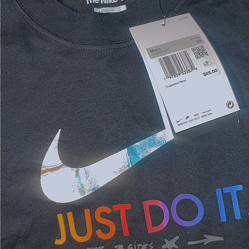 Nike Black T-Shirt with Multicolor Just Do It Print